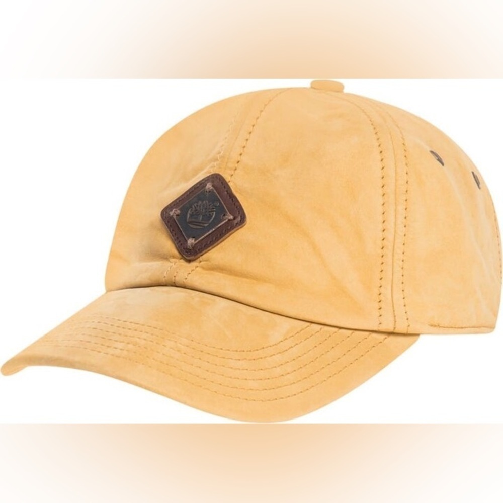 Timberland Baseball Cap Hat Leather Yellow and Brown